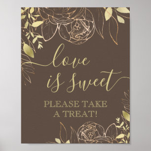 Dunkle Taupe- und Goldene moderne florale süße Fav Poster