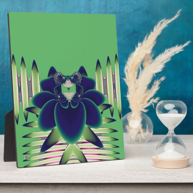 Dunkle Teal-Lotos-Fraktal-Botanik-Kunst Fotoplatte (Seite)