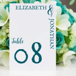 Dunkle Teal moderne Typografie Hochzeit Tischnummer