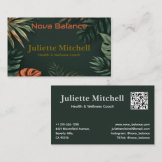 Dunkle Teal-Tropen-elegante Wellness-Visitenkarte Visitenkarte