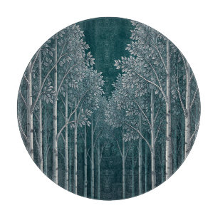 Dunkle Teal Weiße Birkenwald Bäume Schneidebrett