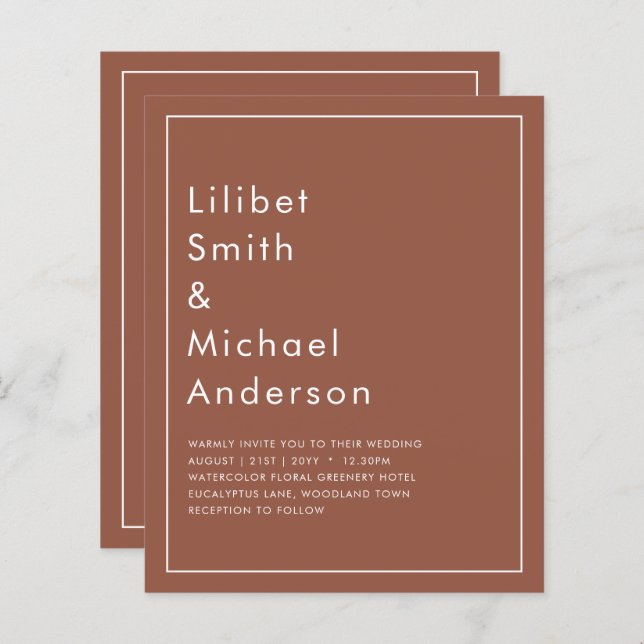 Dunkle Terracotta-Monochrome Hochzeit (Vorne/Hinten)