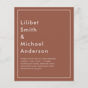Dunkle Terracotta-Monochrome Hochzeit Flyer