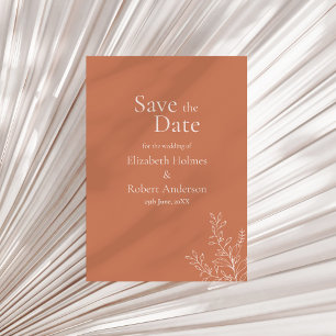 Dunkle Terrakotta-Botanical-Save-the-Date-Karte Einladung