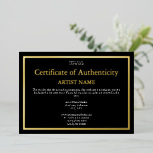Dunkle Theme Gold Foil Certificate of Authenticity Folien Feiertagskarte