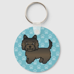 Dunkle Tigerfell-Cairn-Terrier-Cartoon-Hundezeichn Schlüsselanhänger