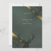Dunkle Türkis-Goldene Hochzeits-Dankeskarten 