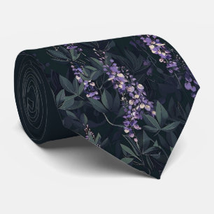 Dunkle Türkis- und Violette Wisteria-Blumenkrawatt Krawatte
