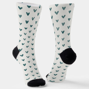 Dunkle Türkisblaue Herz-Muster-Socken Socken