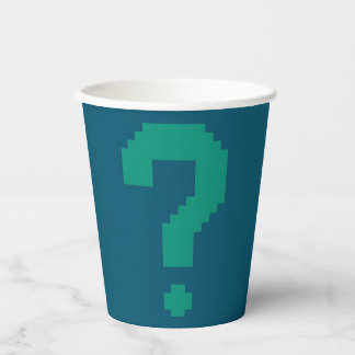 Dunkle Türkise Fragezeichen-Papier-Tasse Pappbecher