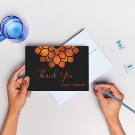 Dunkle und dramatische Kupfer-Aster auf schwarz Dankeskarte