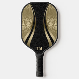 Dunkle und goldene Streifen Damaskus Pickleball Schläger