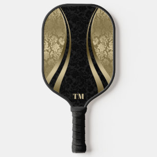 Dunkle und goldene Streifen Damaskus Pickleball Schläger