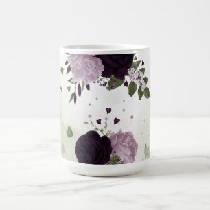 dunkle und helle lila Blumen Grün Kaffeetasse