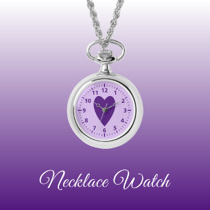 Dunkle und leichte lila Liebe Necklace Watch Armbanduhr