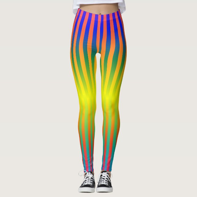 Dunkle und leichte Regenbogen (Streifen) Leggings (Vorderseite)