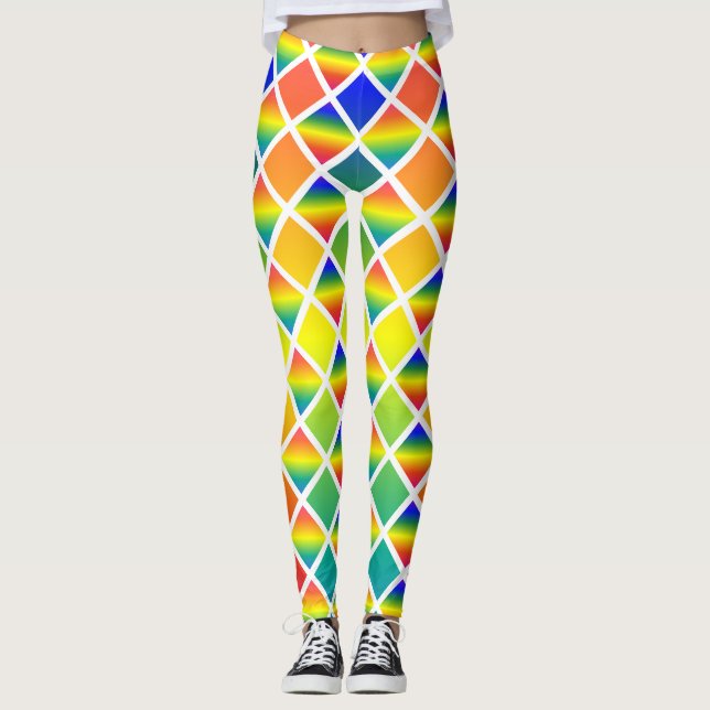 Dunkle und LIght-Regenbows (Diamond Checkered) Leggings (Vorderseite)