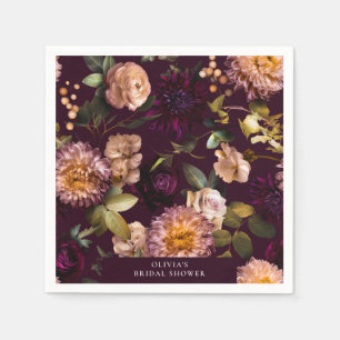 Dunkle und melancholische dramatische florale Brau Serviette