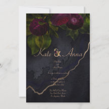 Dunkle und moody elegante Aquarellblumen-Hochzeit