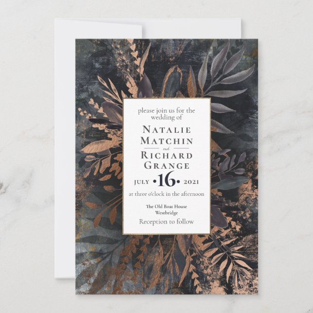 Dunkle und Moody Hochzeitsinvestition - Schwarz Einladung (Vorderseite)