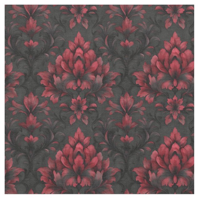 Dunkle und moody-rote und schwarze Damaskus Stoff (Nahaufnahme)
