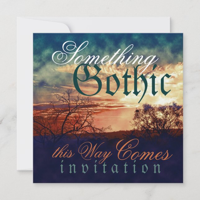 Dunkle und stürmisch-gotische Halloween-Hochzeit Einladung (Vorderseite)