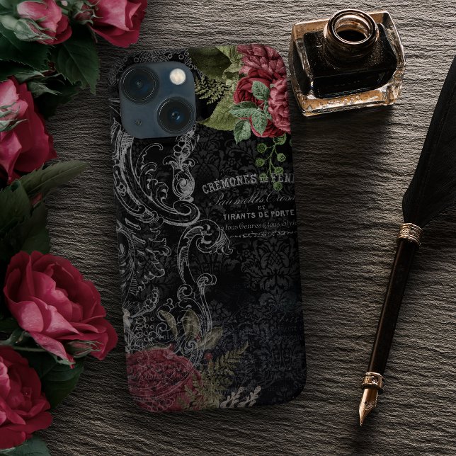 Dunkle Viktorianische französische Rose Ephemera Case-Mate iPhone Hülle (Von Creator hochgeladen)