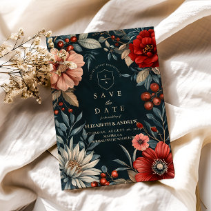 Dunkle viktorianische romantische Hochzeit Save The Date
