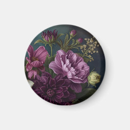 Dunkle Vintage-Blumen Magnet
