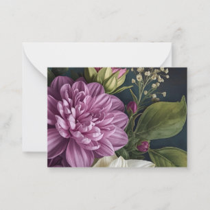 Dunkle Vintage-Blumen Mitteilungskarte
