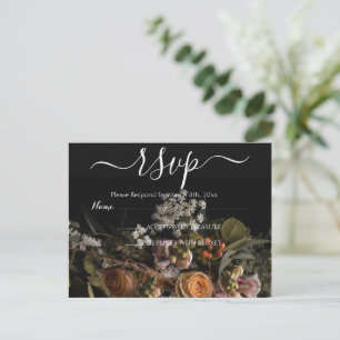 Dunkle vintage Blumen-RSVP-Postkarte Postkarte