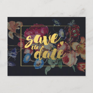 Dunkle Vintage-Blumen   Save the Date-Postkarte Ankündigungspostkarte