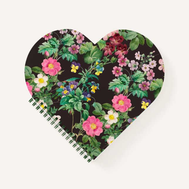 Dunkle Vintage Blüte Notizbuch (Vorderseite)