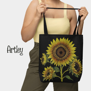 Dunkle Vintage gelbe Sonnenblume Botanisch