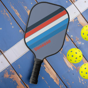 Dunkle Vintage-Gestreift mit Namen Pickleball Schläger