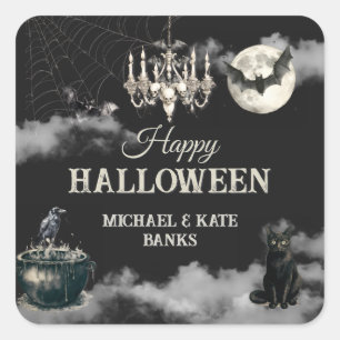 Dunkle Vintage-Gotik-Schädel-Jahres-Halloween-Part Quadratischer Aufkleber