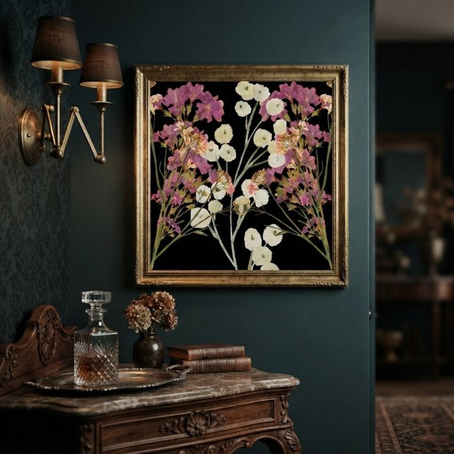 Dunkle Vintage-Papierblumen gepresst Poster (Von Creator hochgeladen)