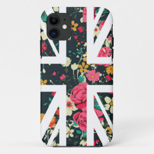 Dunkle Vintage-Rose-Union-Jack-Britische (UK) Flag iPhone 11 Hülle