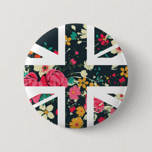 Dunkle Vintage-Rosen-Union-Jack-Britische (UK) Fla Button