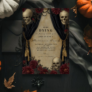 Dunkle Vintage Skull Halloween Feier Einladung