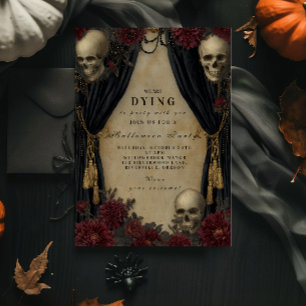 Dunkle Vintage-Totenkopf-Halloween-Feier Einladung