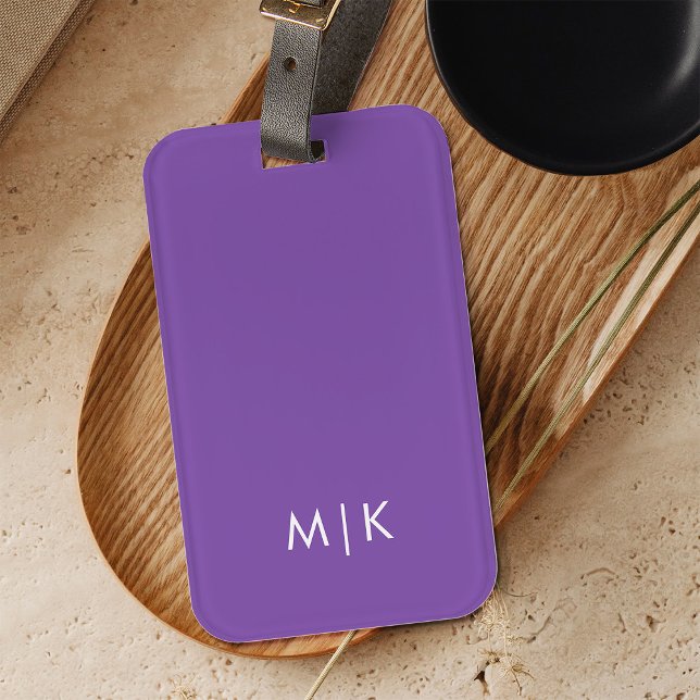 Dunkle Violet Lila | Modernes Monogramm Gepäckanhänger (Von Creator hochgeladen)