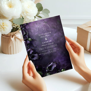 Dunkle Violette Gothic Romantik Einladung