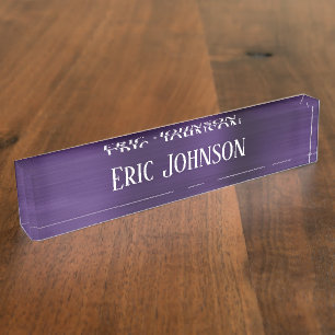 Dunkle Violette Lila Imitate Fohlen Moderne Namensplakette