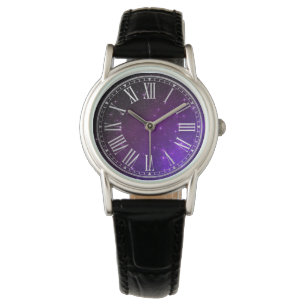 Dunkle Violette Sterne Galaxie Gradient Dämmerung Armbanduhr