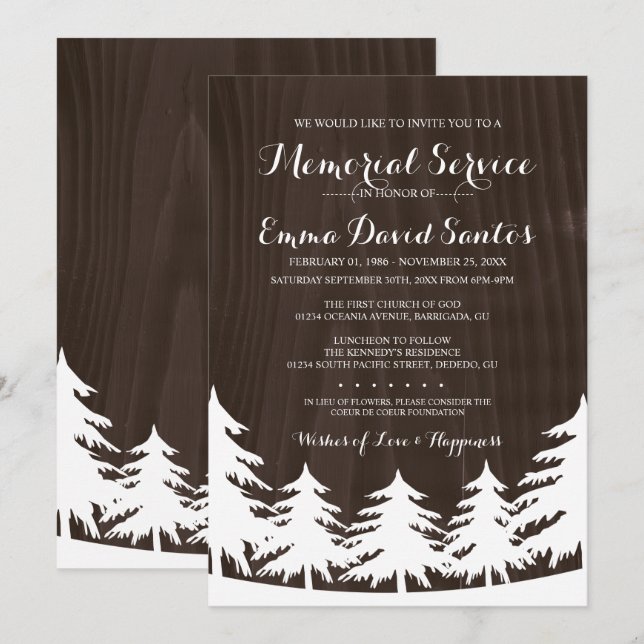 Dunkle WaldGedenkveranstaltung lädt ein Einladung (Vorne/Hinten)