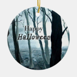 Dunkle Waldhalloween-Verzierung Keramik Ornament