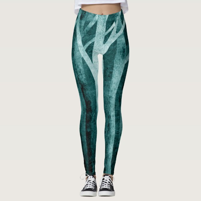 Dunkle Waldmuster-Gamaschen Leggings (Vorderseite)