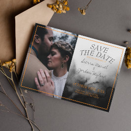 Dunkle Wasserfarbe Schwarzes Orange Halloween Goth Save The Date