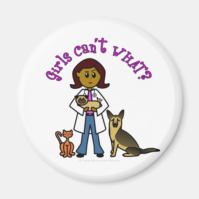 Dunkle Weibliche Veterinärmedizinerin Magnet (Vorne)